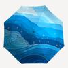 1pc Ocean Waves Automatic Open/Close Umbrella with One-Touch Button, Compact Folding Canopy, Sturdy 8-Rib Windproof Design
