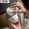 100ml Ivory White Handwritten Ingot Gaiwan Aesthetic Tea Tureen Tea Bowl With Lid Kit Tea Making Cover Bowl Teaset Collection