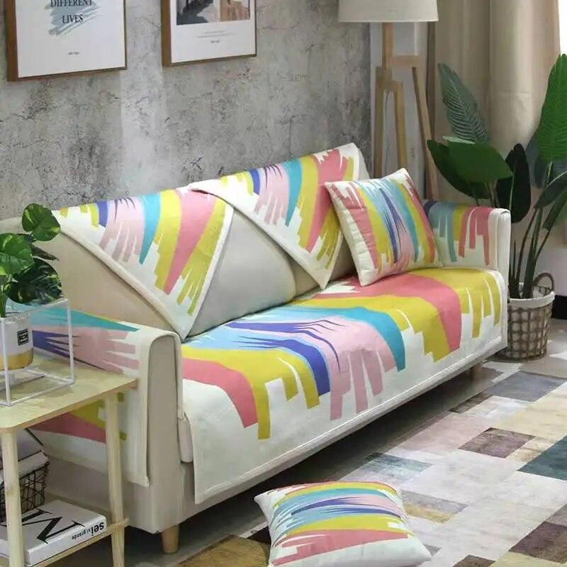 

Современный набор чехлов для дивана с абстрактным принтом в полоску, четырехсезонное универсальное противоскользящее полотенце для дивана, чехол для кресла для гостиной 70x70cm 1pc