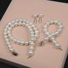Popular Necklace 8mm Dongdaemun Bracelet Highlight Neck Chain Earrings 3-piece Set Retro Sweet Elegant Temperament Jewelry Women
