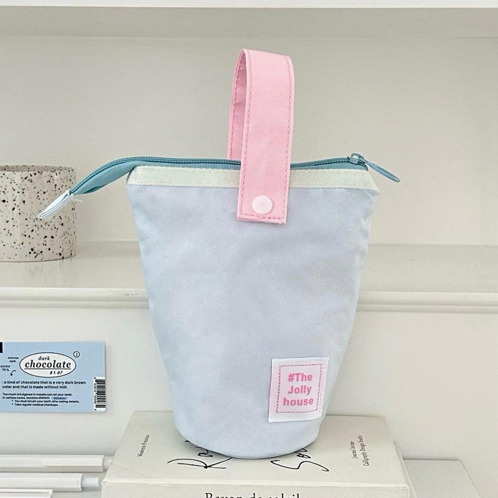 

Kawaii Large Capacity storage bag Cute Pencil Case Zipper Fabric Desk Organizer Pen Holder Girls Handheld Makeup Bag Gifts зелёный