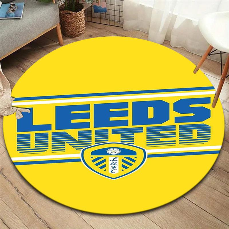 Leeds United Football Club Round Area Rug,Carpet Rug for Living Room Bedroom Sofa Playroom Decor,Non-slip Floor Mat