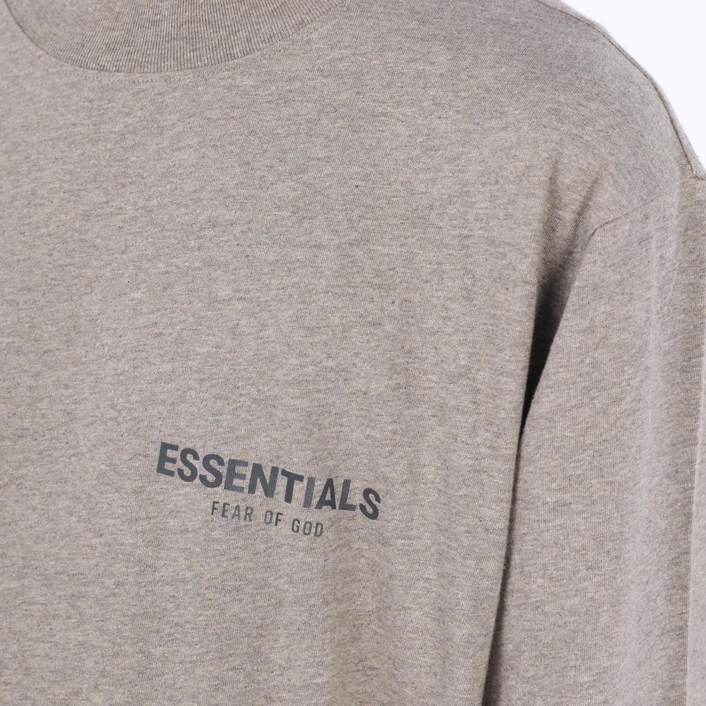 Fear of God Essentials Long Sleeve Tee Breathable Solid Crew Neck Unisex Tops Dark-Heather-Oatmeal FOG-FW21-190