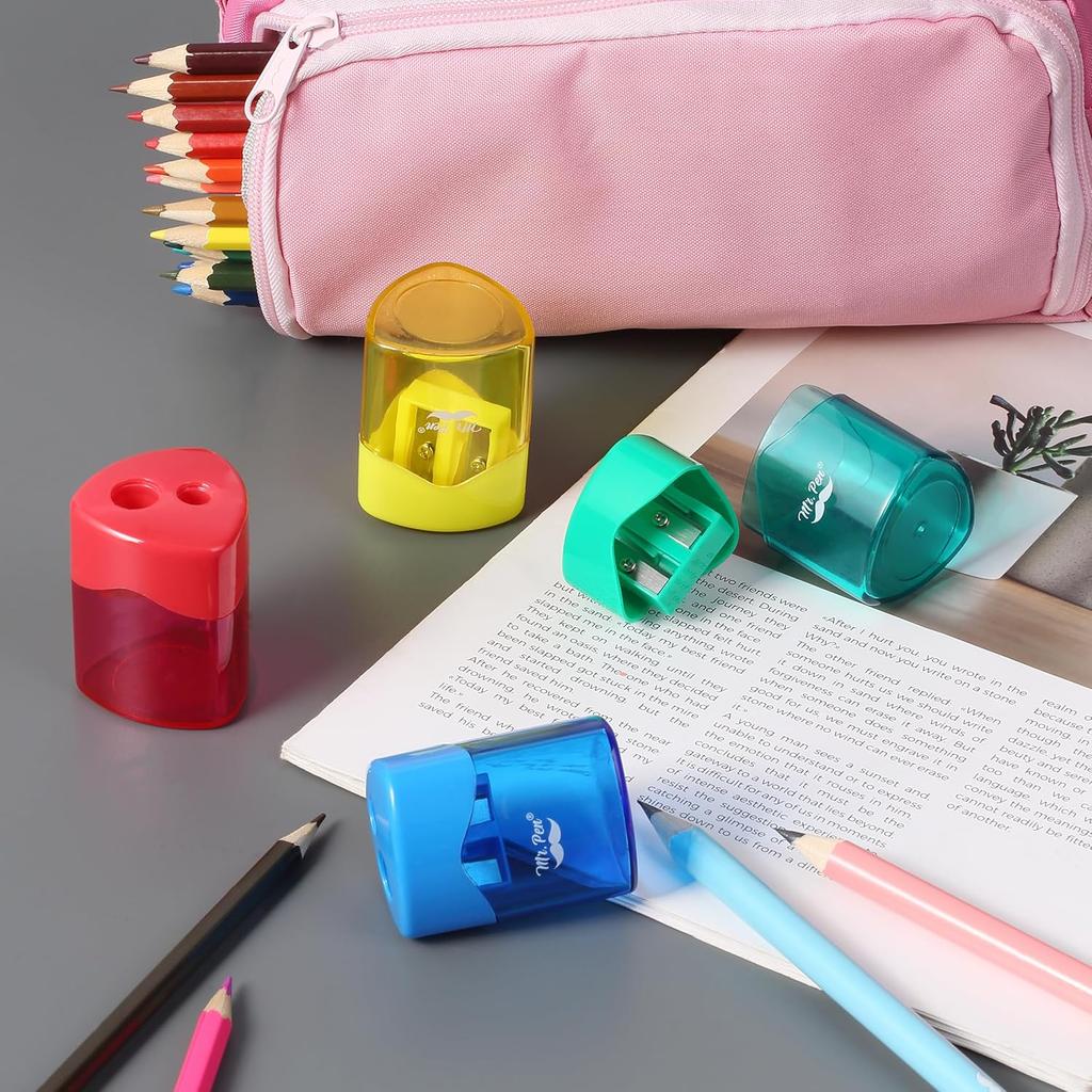 Mr. Pen- Pencil Sharpeners Manual, 24 Pack, Dual Hole, Colorful Pencil Sharpeners Handheld Pencil Sharpener Bulk