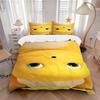 Yellow Cartoon Character Face Print 3Pcs Bedding Set,Duvet Cover with 2 Bedro,Pillowcase Home Birthday Gift