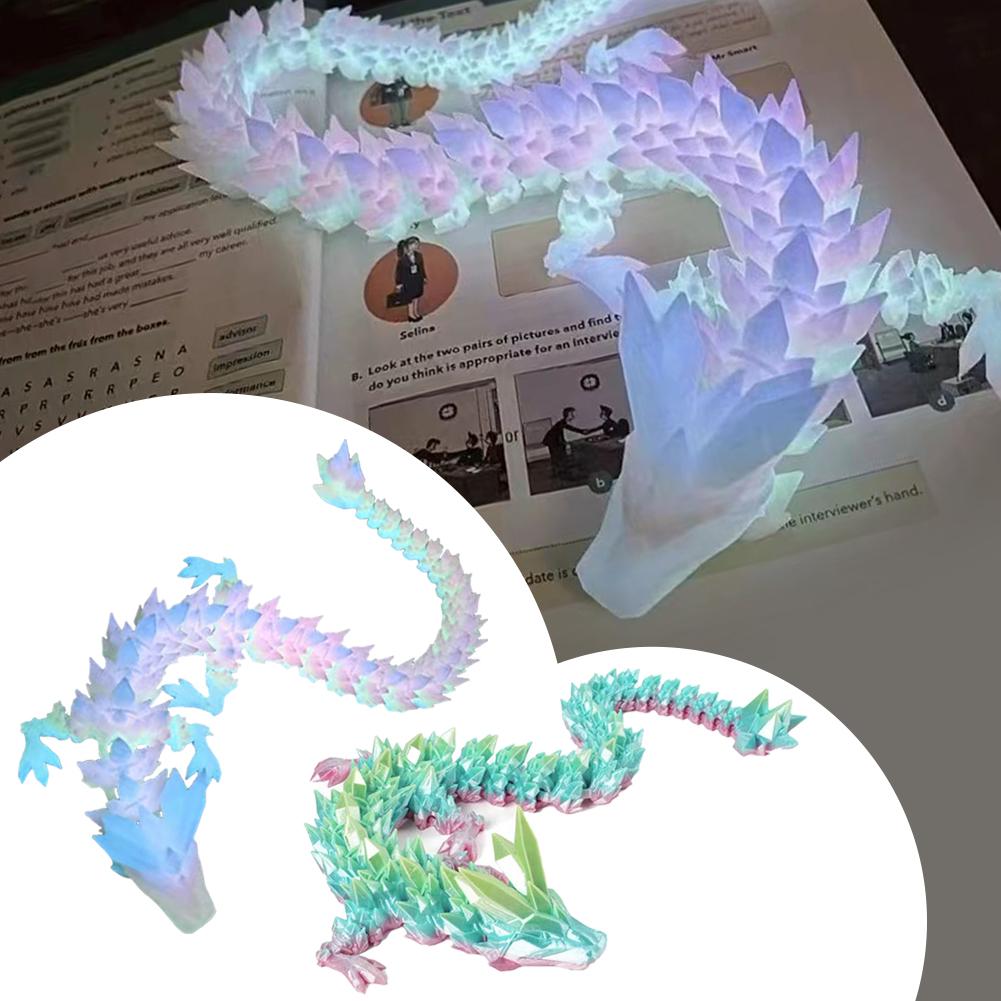 3D Printed Crystal Dragon Articulated Dragon Fidget Toy Cherry Blossom Dragon Home Office Decor Birthday Gift For Boys