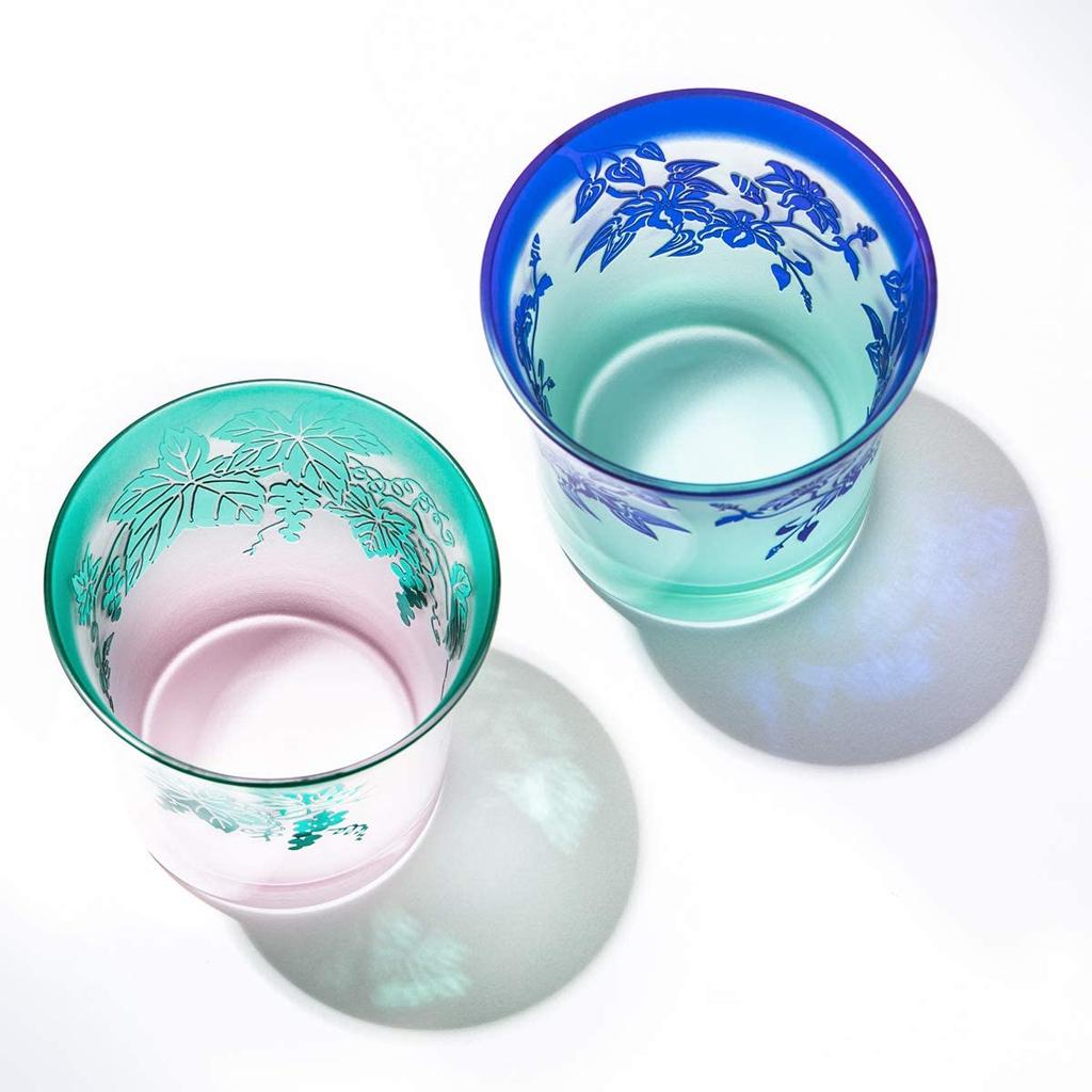 Vendas Diretas de Taiburo Padrão de Uva Entalhada e Fio de Ferro Presente Antigo Feito no Japão [Estúdio Oficial] Copos Yume-garashi, Par, TB3016/4116, Em Caixa,