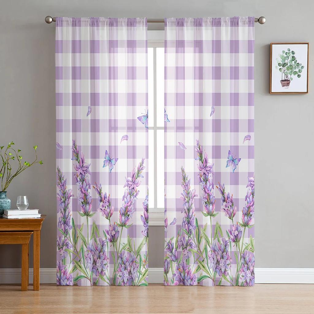 Black White Flowers Printed Curtains Drape Tulle Home Decoration Living Room Bedroom Cortinas Chiffon Window Light Filtering Polyester Great Treatment