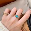Charm diamond inlaid retro rings for women New in oval turquoise Ring adjustable opening simple suitable for daily  gifts