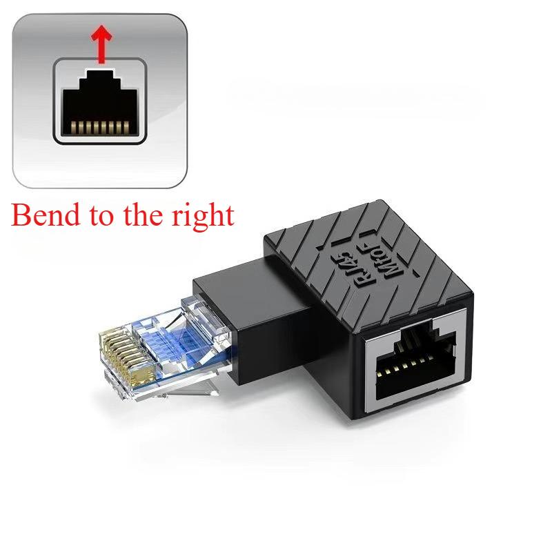 

360° Rotatable Network Plug RJ45 Gigabit Adapter 90 Degrees Right Angle Elbow Universal Connector Male to Female Converter rj45