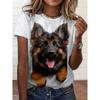 Summer Round Neck Cute Animal Pattern 3D Print Top Fashionable Casual Short Sleeved Women's T-shirts