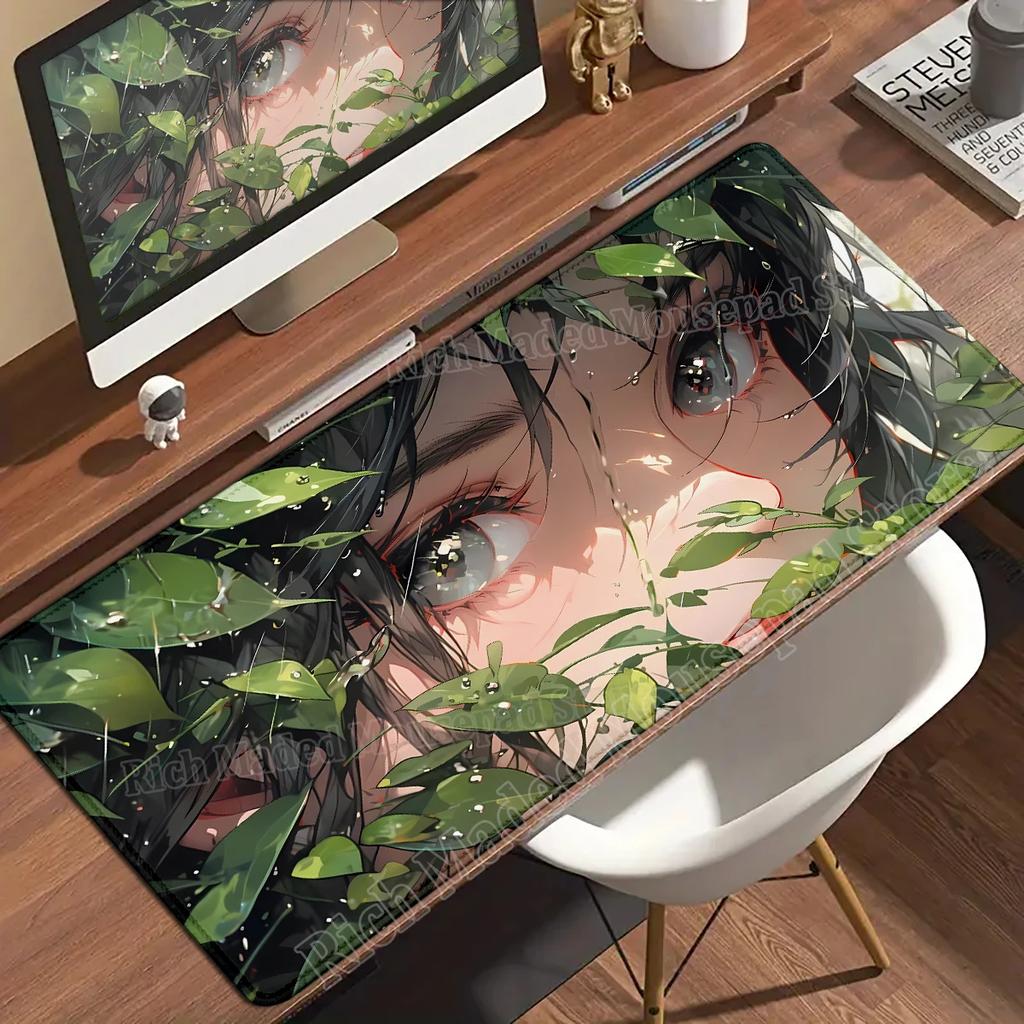 Girls and Leaves Xxl Mouse Pad 900x400 Kawaii Anime Girl Deskmat Pc Gaming Accessories Computer Office Keyboard Mousepad Carp