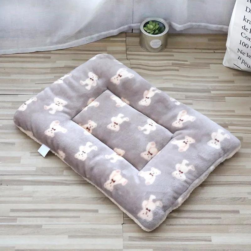 Soft Plush Pet Bed Mat for Small Dogs and Cats Rectangular Cushion with Raised Edges and Inner Pillow for Comfortable Rest and Sleep