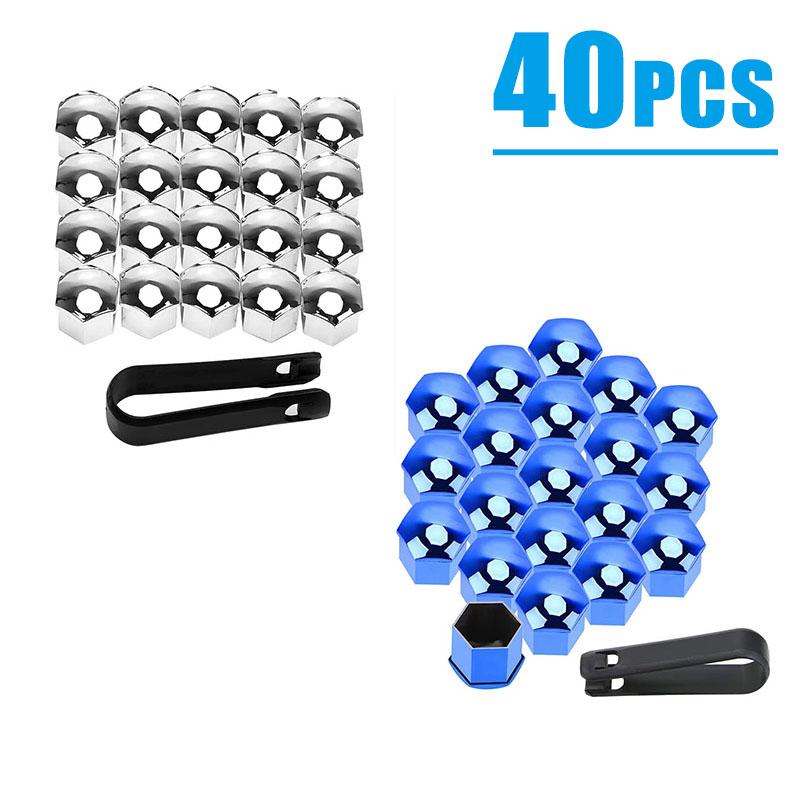 20/40Pcs Car Wheel Nut Caps 17/19/21mm Auto Hub Screw Cover Black Plastic Anti Dust Car Wheel Nut Bolt Covers Tire Accessories