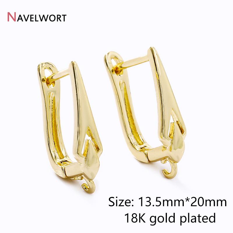 18K Gold Plated Brass Metal Earwires Basic Fasteners,Earring Fixtures,Inlaid Zircon Earring Hooks,Earring Making Supplies