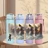 1PC Jesus Outstretched Hand Art 750ml Color Plastic Sports Water Bottle Leakproof Flip Straw Lid Suitable for Sports Office Home Use