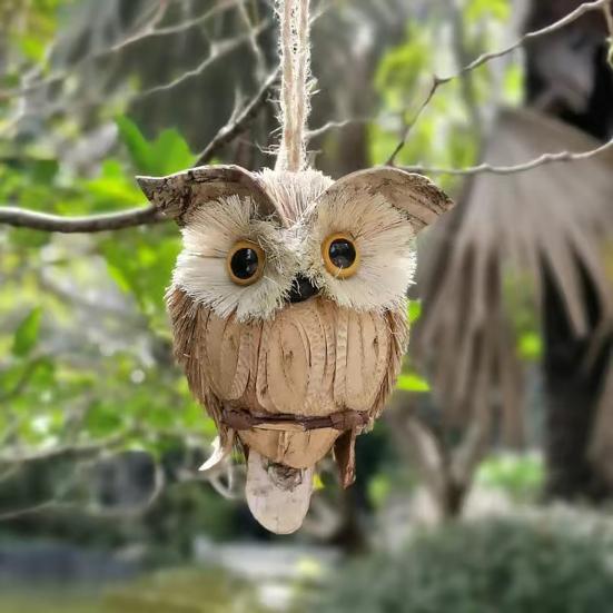 Sova závěsná dekorace Ručně vyráběná slámová sova přívěsek Rustikální závěsná sova ozdoba pro svátek Statek Domov Dekorace na párty