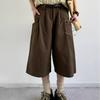 Retro Neutral Style Pants Casual Wide-leg Cropped Pants Men's Summer Loose Suit Pants Couple Straight Shorts