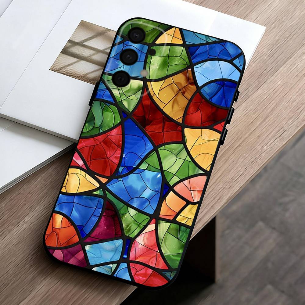 C-Colorful-L G-Glass-S Phone Case For Samsung Galaxy A73,A72,A71,A70,A53,A52,A51,Others Soft Black Cover
