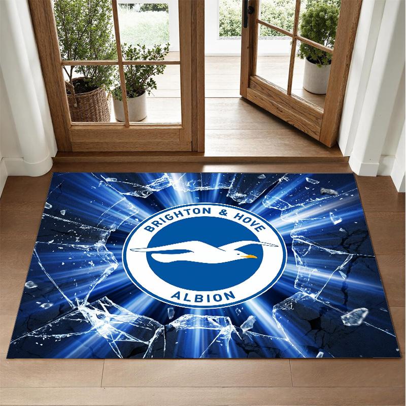 Brighton & Hove Albion Football Design Crystal Velvet Rug Soft Decorative Mat for Bedroom Entrance