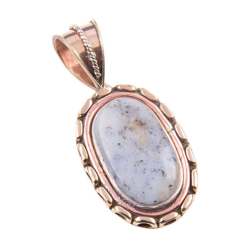 Natürlicher Dendritenopal 925 Sterlingsilber massiv Geschenk Zweifarbiger Anhänger 1,50" r1n86