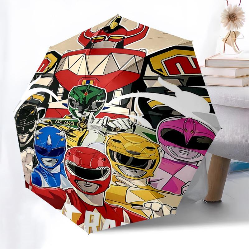 1pc Power Rangers Automatic Opening Folding Umbrella with 8-Bone Iron Frame, Portable Outdoor for Fans, Travelers, Everyday Use, and Gift Giving.T083