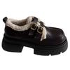 England Style Women's Large Size Padded Thickened Winter Warm Fur One Snow Boots Padded Lining Ankle Boots Non-slip Hiking Sports Cotton Boots