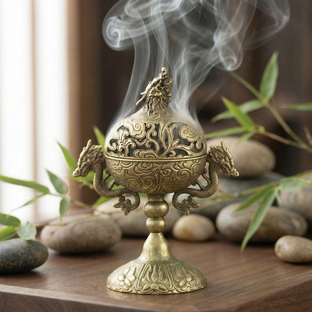 Handmade Zinc Zinc Alloy Incense Burner Hollow Out Sandalwood Incense Burner  Office Decoration