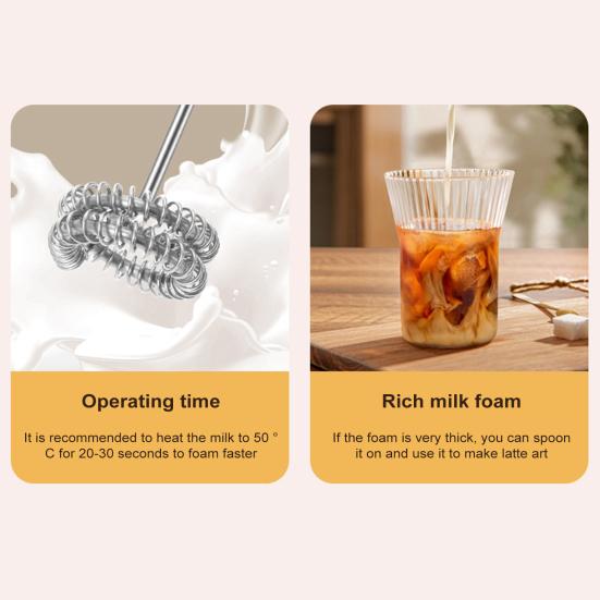 Handheld Milk Frother Wand for Coffee Electric Egg Beater Triple Speed Adjustment Rechargeable Drink Mixer for Home