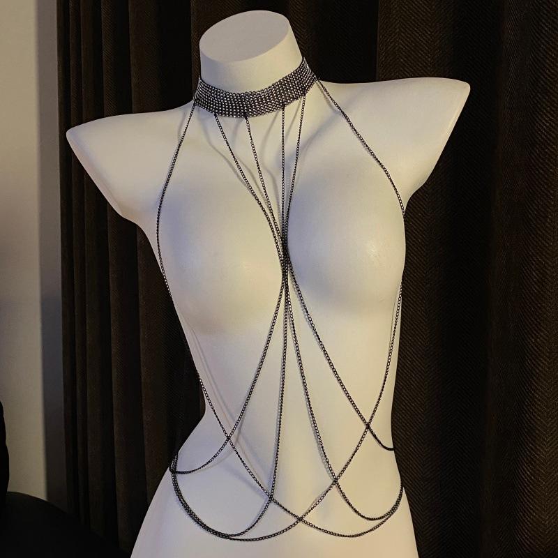 {Winter4} Sexy Rhinestone Chest Chain Harness Waist Chain Breast Belly Body Jewelry Necklace For Women Party Clothing Access