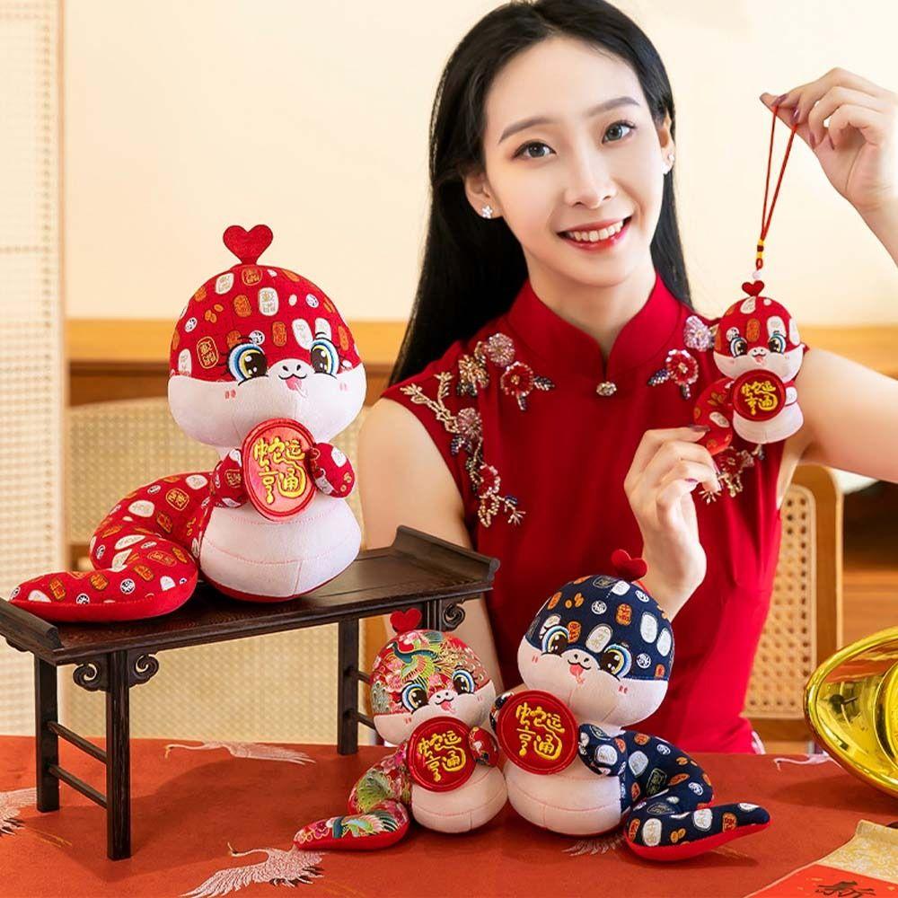 Stuffed Zodiac Crown Snake Doll Cute Lucky Snake Doll Plushies Snake Year Mascot Toy  Home Decor