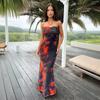 European and American Spring and Summer Women's New Models, Sexy Suspender Backless Printing Slim-fitting Spice Girl Dress