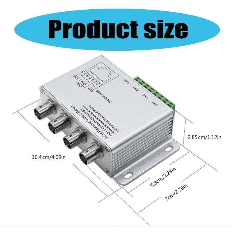 4CH Passive Video Balun for CVI AHD Cameras CCTV Via Twist Pairs UTP Video Balun BNC To UTP RJ45 4CH Transceiver