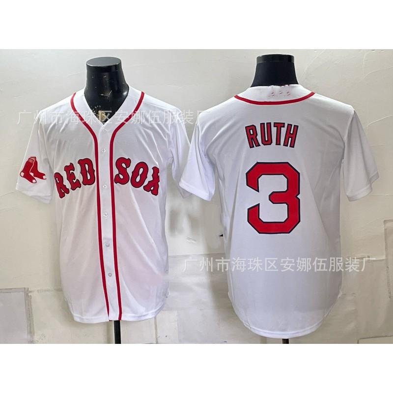 Maglietta da Baseball Unisex Ricamata Boston Red Sox Abbigliamento Sportivo Miscela di Cotone Traspirante Abbigliamento per tifosi