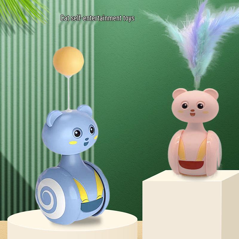 Interactive Cat Toy Set: Tumbler, Scratch Ball & Feather Teaser