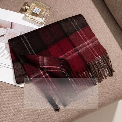 British Style Classic Red Plaid Cashmere Scarf for Women Cashmere Shawl Dual Purpose Warm Scarf