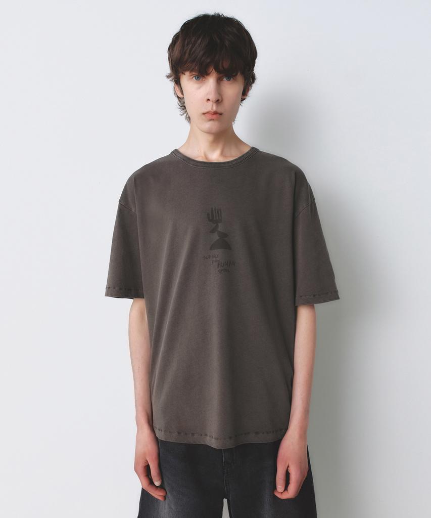 INSILENCE Faded Graphic T-Shirt Brown