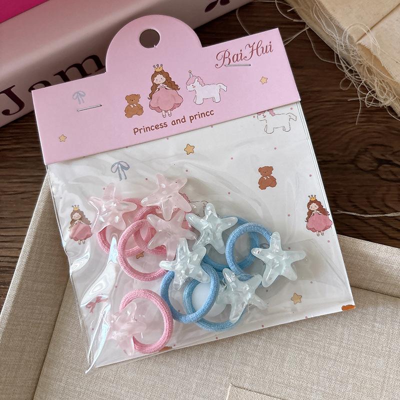 

8 шт. Милые мультяшные резинки для волос для девочки, прозрачные маленькие эластики-колечки для большого пальца для малышки, синие, розовые, с сердечками, резинки для волос для косичек