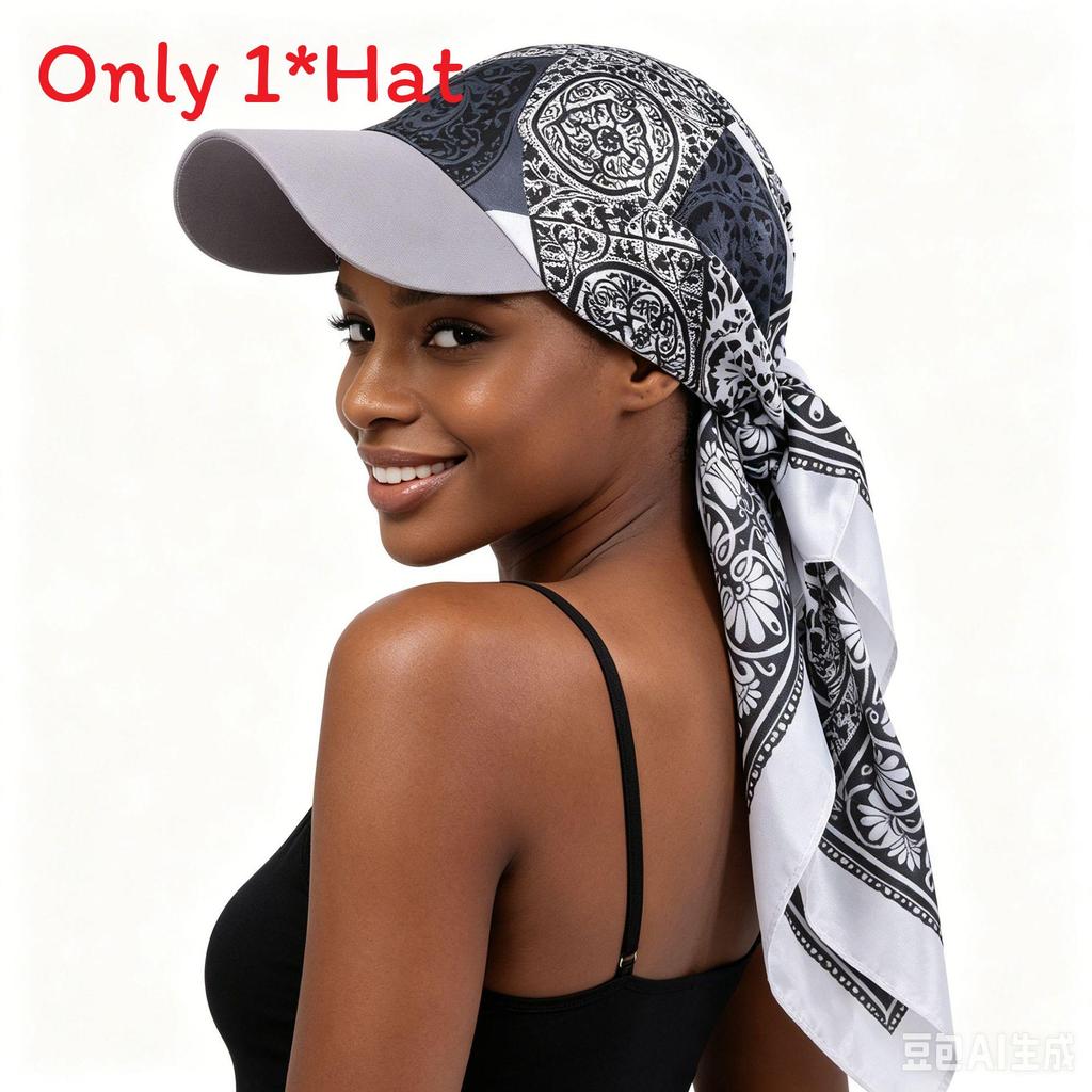 Fashion Print Silk Scarf Headwear With Sun Protection For Outdoor Activities