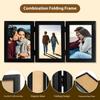 Triple Photo Frame 180° Foldable Hinged Picture Frame Stand Vertically on Desktop Photo Frame Glass Front Black Photo Frame