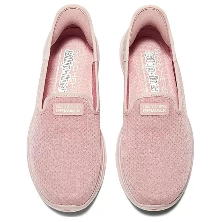 Skechers Go Walk Slip-On Soft Sole Lightweight Shock Absorbing Breathable Wrap Low-Top Casual Shoes Women Sneaker Light-Pink 125252-LTPK