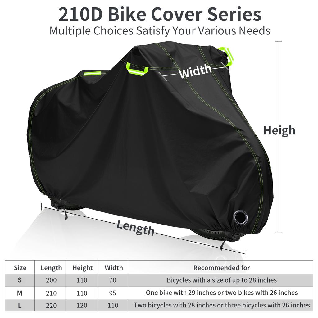 Cykel Cover 210D Oxford Udendørs Opbevaring Vandtæt Anti-UV Cykel Cover med Låsehul & Reflekterende Stribe til 1/2/3 Cykler