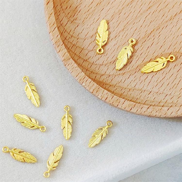 50Pcs Feather Charm Hanging Pendant For Craft Project Necklace Jewelry Making Ethnic Costume And Clothing Decoration
