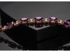 Rose Gold Plated Four-Leaf Clover Bracelet with Red Tourmaline and Ruby