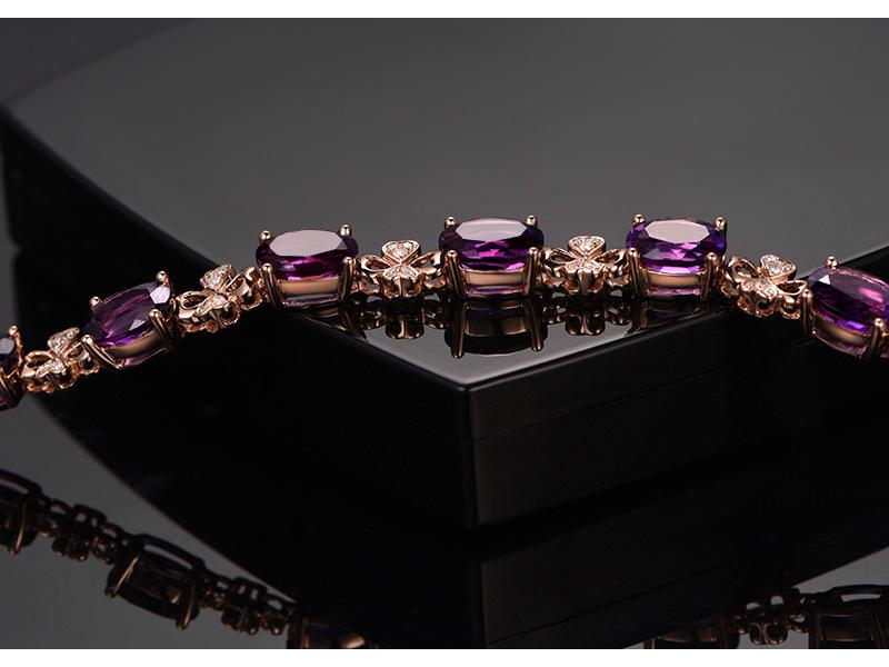 Rose Gold Plated Four-Leaf Clover Bracelet with Red Tourmaline and Ruby