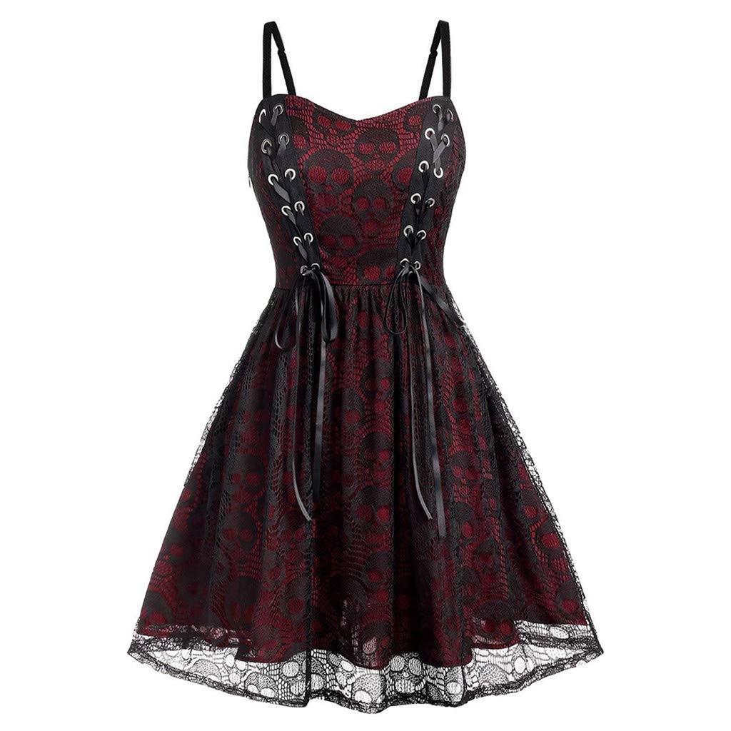 Women's Lace Mesh Halloween Sleeveless Suspender Dress