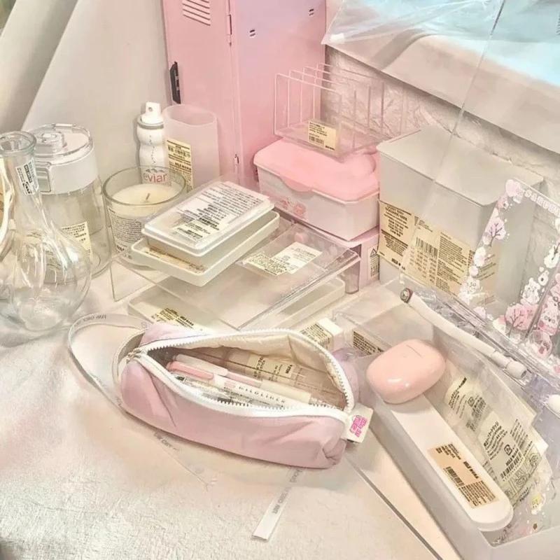 Multi-function School Pencil Cases Stationery Storage Bag Portable Large-capacity Pen Bag Pencil Case Pencil Bag Macaron Color