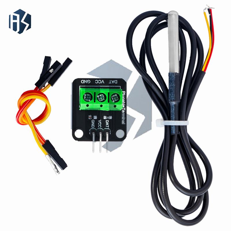 DS18B20 Temperature Sensor Module Kit Waterproof 100CM Digital Sensor Cable Stainless Steel Probe Terminal Adapter For Arduino