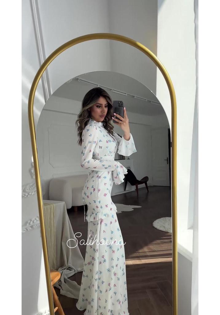 Frühling 2026 Florales Rüschenkleid - Sanfter Stil