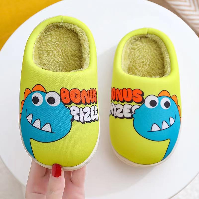 Cixi Yunuo Shoes 2025 Autumn and Winter New Children's Cotton Slippers Cartoon Dinosaur Home Cotton Slippers